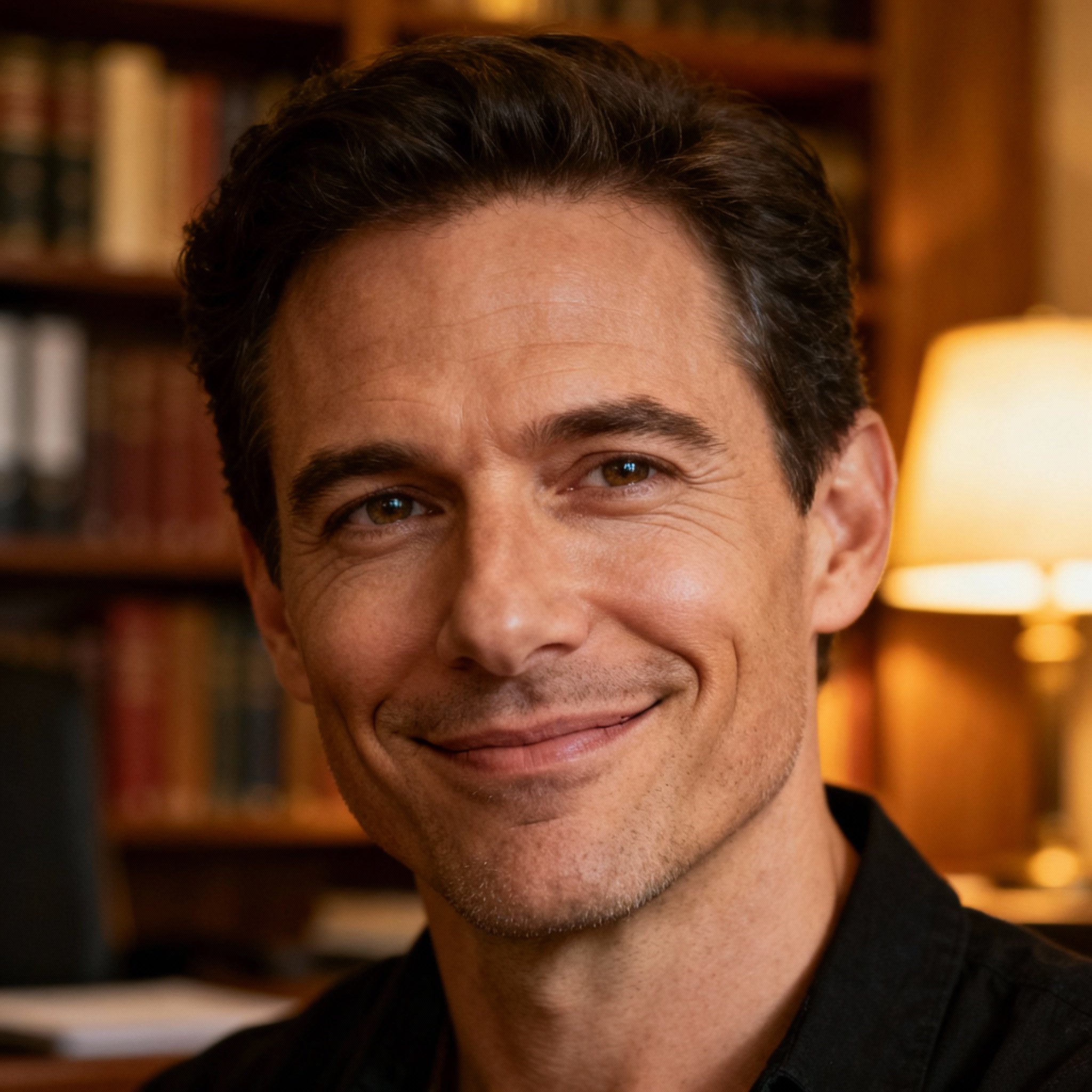A close-up portrait of psychic advisor Troy Abraham, featuring his warm and empathetic eyes, creating a sense of trustworthiness.