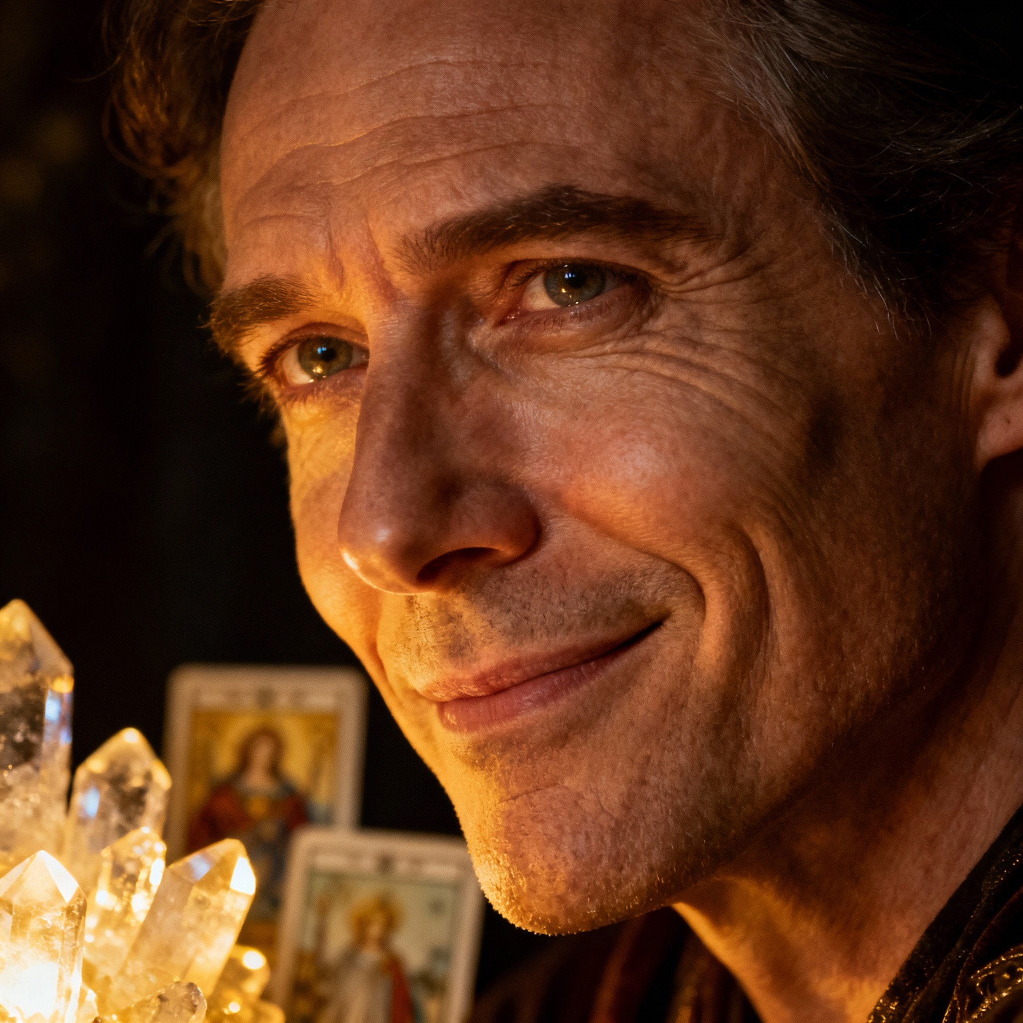 A close-up portrait of the psychic Divine Isaiah, featuring his warm and insightful eyes against a soft background, creating a sense of trust and wisdom.